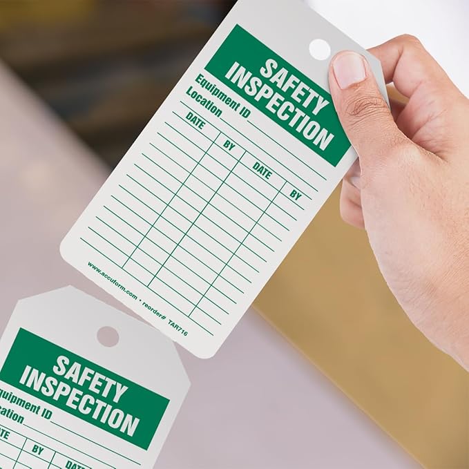 Accuform 100 Inspection and Status Record Tags by-The-Roll, Safety Inspection, US Made OSHA Compliant Tags, Waterproof PF-Cardstock, Resists Tears, 6.25"x3", TAR716