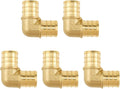 5 Pack 1/2" Brass Pipe Fitting PEX Elbow, Anti-Corrosion, Lead-Free, Easy Installation, 5 Year Warranty, Multiple Certifications for DIY and Plumbers