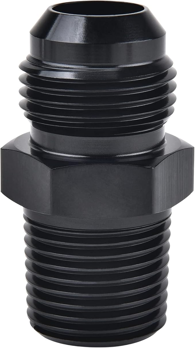 EVIL ENERGY 8AN Male Flare to 3/8" NPT Pipe Fitting Adapter Aluminum Straight Black