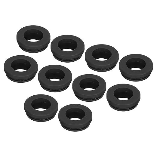 MECCANIXITY 20Pcs Snap Rubber Grommet Plug Mount Dia 14mm ID 10.5mm Narrow Groove Width 2mm Seal Anti-Scratch for Electrical Box Cable Pipes Black