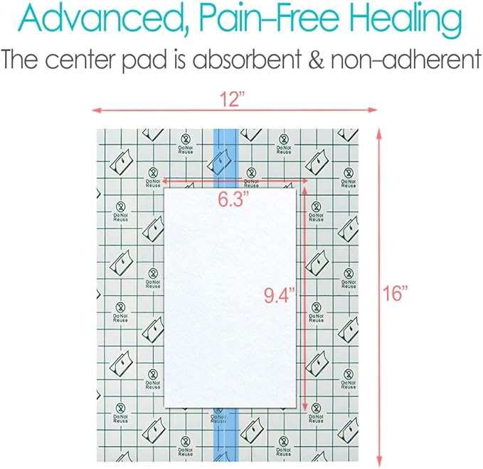 12"x15.7" Waterproof Shower Cover Incision Bandages for Large Wound with No Glue On The Center Adhesive Transparent Shower Protector Post Surgical Water Barrier Guard Pack of 14