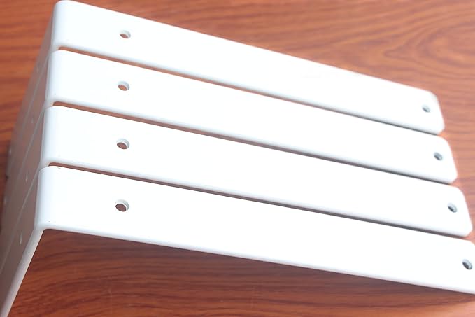 12 Pack - L 11" x H 6" x W1.5, 5mm Thick White L Shelf Bracket, Iron Shelf Brackets, Metal Shelf Brackets, Floating Shelf, Shelf Supports with Screws