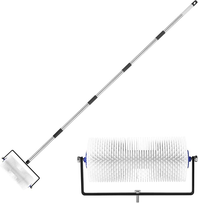 Spiked Roller for Self Leveling,9” Floor Leveling Spiked Roller for Self Leveling Concrete & Epoxy Bubble Removal - Adjustable Handle (34-77in) Lightweight Durable Screed Tool for Cement, Paint