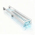 304 Stainless Steel Channel Drain, Durable Trench Drain System with Drain Grate, Deep Profile Channel, Trench Drain Channel for Driveway, Outdoor, Yard, Garage Floor Drain Channel (Silver, 39.4in)