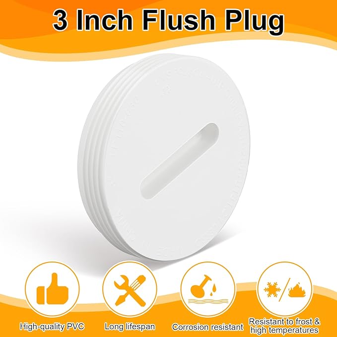 2 Pcs 3 Inch PVC DWV Pipe Fitting Flush Cleanout Plug Compatible with P110 Series NPT Male Threaded Connector PVC Plumbing Adapter for Plumbing Water Line Drainage Piping Waste Vent System