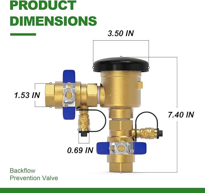 TAISHER 1" Heavy-Duty Brass Pressure Vacuum Breaker - 400 PSI Max Backflow Prevention Valve for 720A Irrigation Systems & Commercial Water Supply, Anti-Siphon Protection