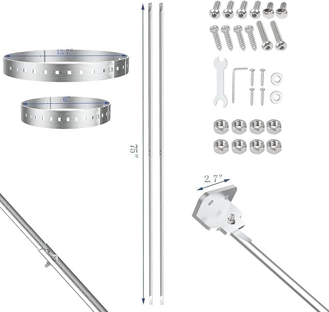 Extended Roof Bracket Kit, Suitable 6 -14 inch Chimney Stove Pipe for Stability, Adjustable Extended Roof Brace for Securing 6 -14in Diameter Stove Pipe Silver, Mounting Brackets Adjustable Legs