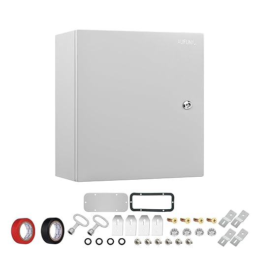Steel Electrical Junction Box, 20 x 20 x 6 inch Waterproof & Dustproof Electrical Enclosure, Outdoor & Indoor Universal Project Box with Lock & Mounting Plate