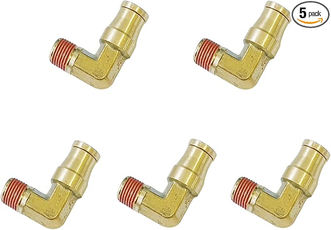Push-to-Connect Pneumatic Fittings Set - 1/4" Tube OD x 1/8" NPT Male DOT Air Brake Line Fittings, 5pcs Brass Air Hose Quick Connect Fitting