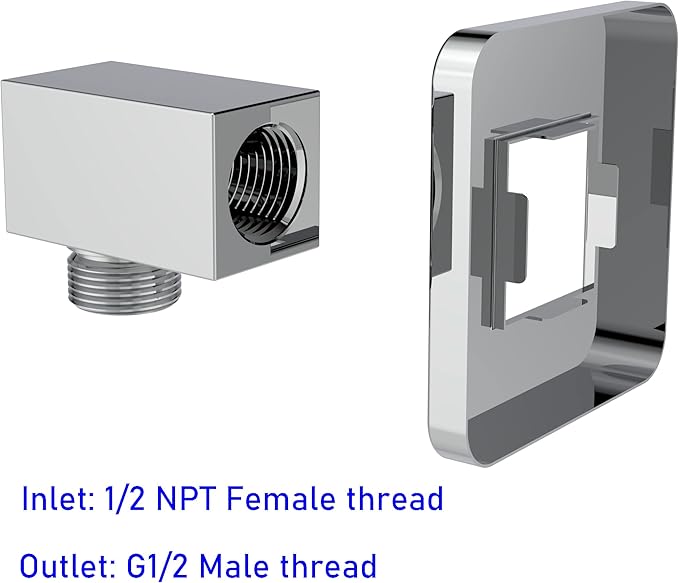 All Aquaiaw Wall Supply Elbows are Without Nipple. Aquaiaw Wall Supply Elbow with Flange, Tapered 1/2 NPT Female Inlet, Solid Brass Wall Union, Square Water Supply Elbow, Polished Chrome, G1/2 Outlet