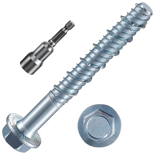 1/4" x 4" Zinc Plated Large Diameter Concrete Screw Actual Thickness 5/16"(8mm) for Anchoring to Masonry, Brick or Block (30 pcs)