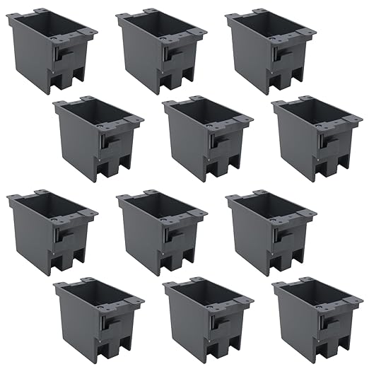1 Gang Electrical Box 12 Pack,PVC Old Work Electrical Switch and Outlet Box,Outlet Box Old Work，Plastic Junction Box for Switches，14 cu.Inch,Fire Rated for 2 Hours,for Home Improvement,ETL