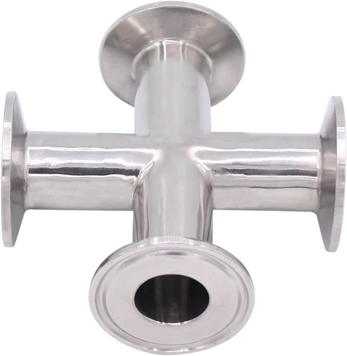 DERNORD 4 Way Cross Clamp Fits 1.5" Tri-clamp Sanitary Fitting Stainless Steel 304, 25mm Pipe OD