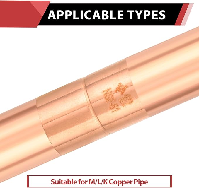 Pro 50 Pack EFIELD 1/2" X 1/2" Copper Coupling With Stop, LF Copper Plumbing Fittings with Sweat Solder Connection,(COPPER001)