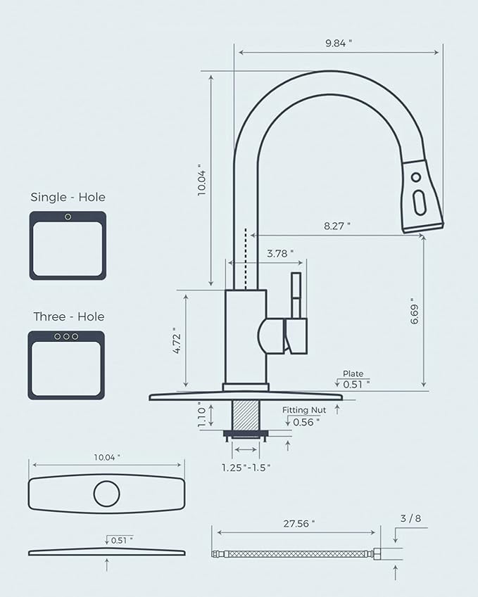 FORIOUS Kitchen Faucets with Pull Down Sprayer, High Arc Single Handle Classic Stainless Steel Sink Faucet 1 or 3 Hole, Suitable for Farmhouse Camper Laundry Rv Bar, Black Brushed