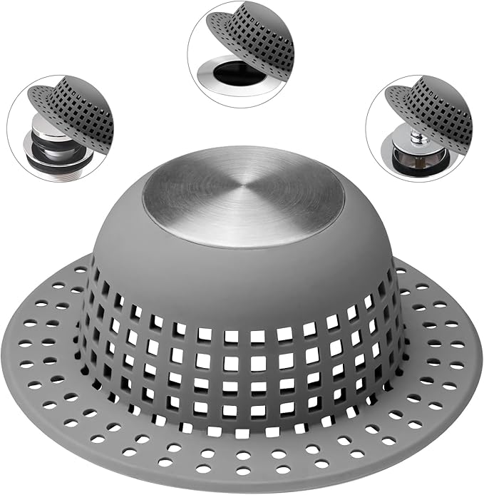 Shower Drain Hair Catcher, Bathtub Drain Cover Foldable Silicone Shower & Tub Protector for Pop-Up & Regular Drains