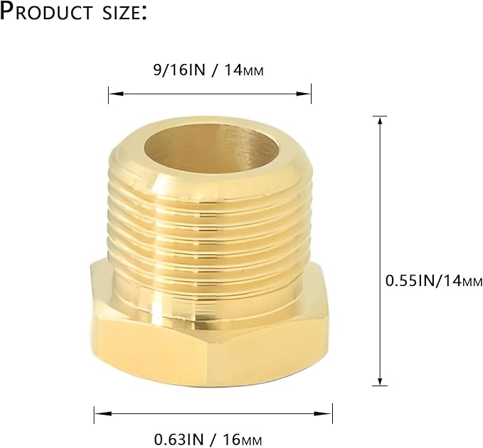 9/16" Male Threaded Plug, Brass Hex Socket Pipe End Cap Fitting, Blanked Stop Nut Cover, Globe Valve Pipe Plug. For kitchen faucet hot/cold water pipes, RV water pipe joints, radiator valves. 2 pcs.