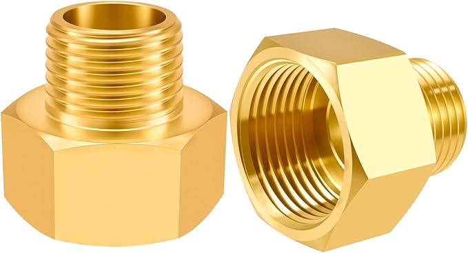 SDTC Tech 2-Pack Brass Pipe Fitting 1/2 NPT Thread Male to 3/4 NPT Thread Female Reducer Adapter, Brass Pipe Extension Connectors
