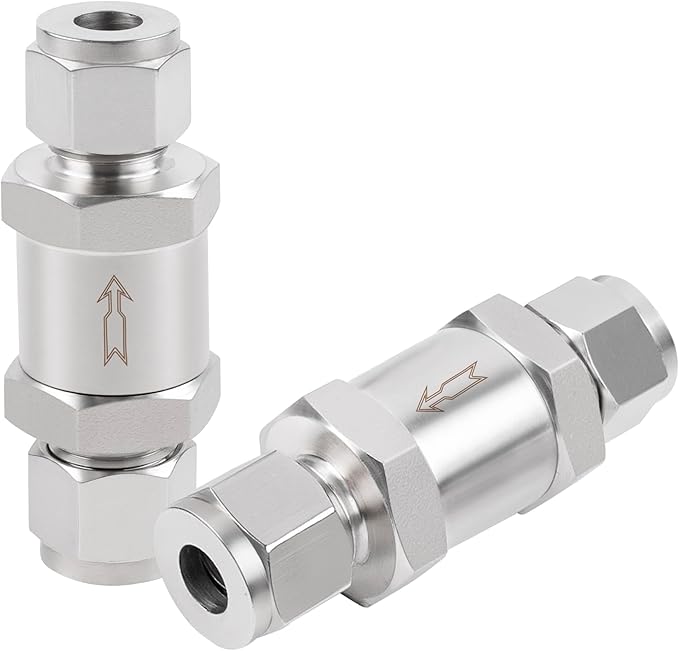 Yoebor 304 Stainless Steel Detachable Compression Check Valve 8mm OD x 8mm OD One Way Non-Return Valve for Water Oil Gas, 1pc