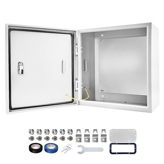 Outdoor Electrical Box 16 x 16 x 6''D NEMA 4X Enclosure Steel Box, Waterproof & Dustproof Outdoor/Indoor Lockable Electrical Junction Box, with Mounting Plate
