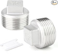 TAISHER 2PCS 304 Stainless Steel Outer Square Thread Socket Pipe Plug Fitting 2" NPT Male