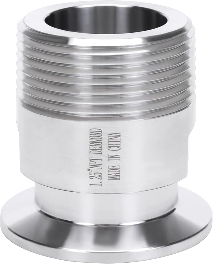 DERNORD 1.5''Tri clamp Adapter to 1.25 inch MNPT Thread Ferrule Sanitary Pipe Fitting