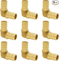 Hooshing 9PCS 1/2 Inch PEX 90 Degree Elbow Solid Brass Barb Crimp Fittings for PEX Pipe Plumbing Jobs