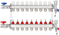 9-Branch PEX/Radiant Heat Manifold ，1/2" PEX Tubing Manifold,304 Stainless Steel Floor Heat Manifold Kit with 1/2" Adapters Included for Hydronic Radiant Floor Heating (9-LOOP)