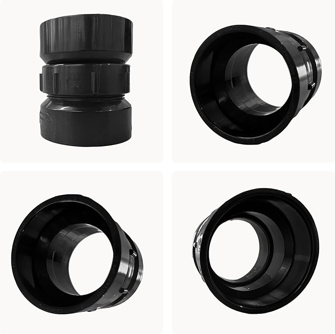 Lesso 2''ABS Union 2-Inch X 2-Inch Hub Union,Black 2 Inch