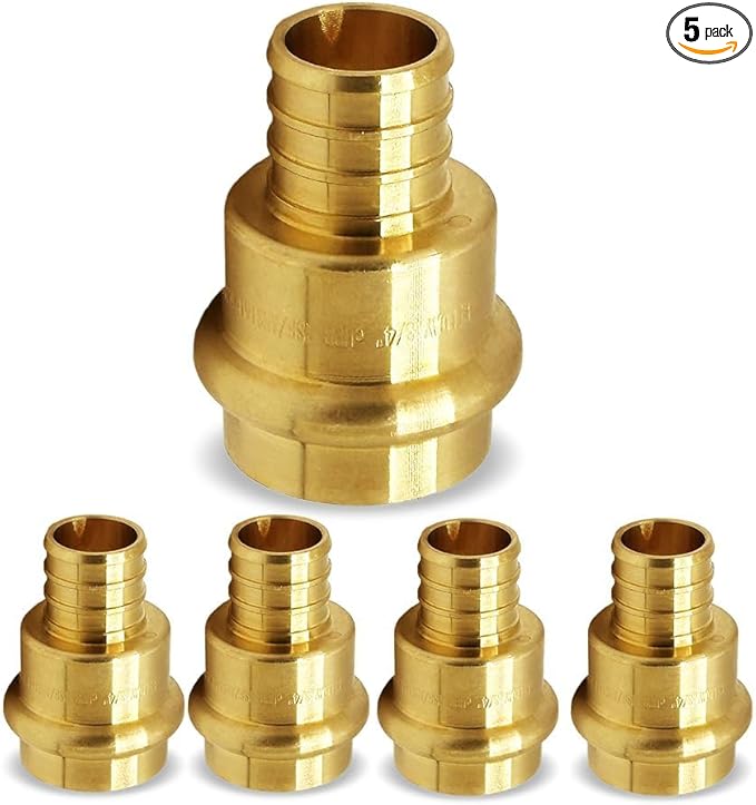 3/4 inch PEX Press Fitting 3/4-inch Crimp Coupling Brass Adapter For Copper and Pex Pipe Fittings Connection 3/4" (Pack of 5)