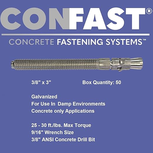 CONFAST 3/8" x 3" Galvanized Wedge Anchor (Box of 50)