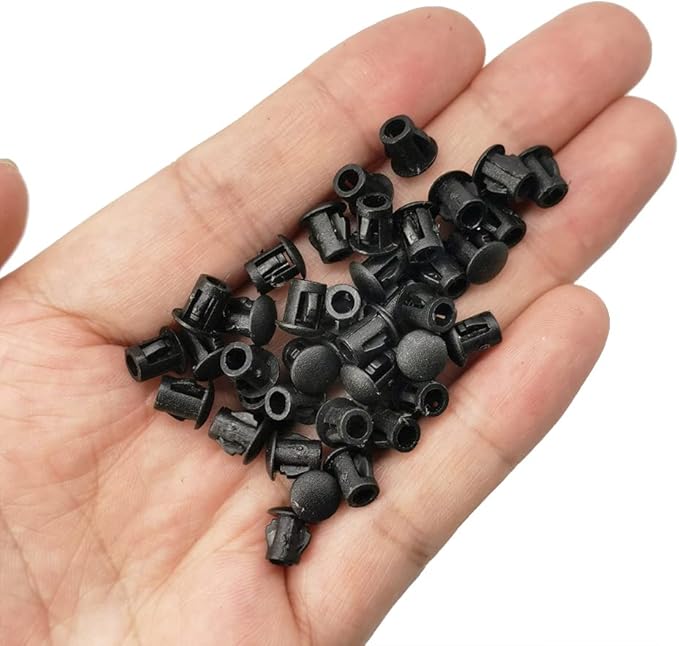 Hole Plugs 3/16" Plastic Flush Type Hole Plugs Snap in Locking Hole Tube Screw Caps Drilling Cover Plugs Fastener Covers for Kitchen Cabinet Furniture Black 100 Pack