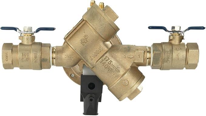 Febco 825Y Series 3/4" Bronze Reduced Pressure Zone Backflow Preventer Assembly, Quarter Turn Shutoff, NPT End Connections, Y Pattern, Flood Sensor with SentryPlus Alert Technology for Relief Valve