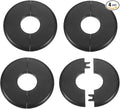 HARFINGTON 4pcs Wall Split Flange 33.5mm/1.3" Self-Adhesive Plumbing Cover Plates ABS Plastic Round Escutcheon Plate Buckle Design for Water Pipe Bathroom Kitchen Decoration, Black