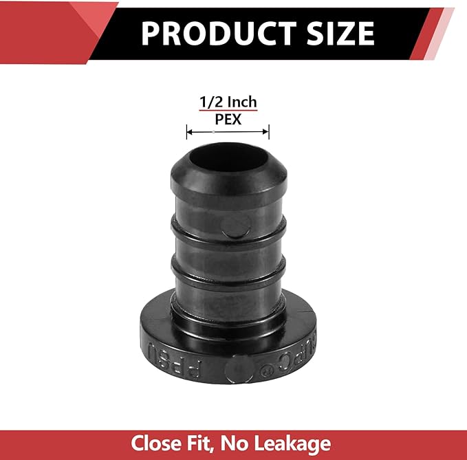 10-Pack EFIELD Pex Fittings Poly PPSU Barb Crimp 1/2-inch Plug (End Cap) For Pex Tubing, (1/2-inch),(PPSU1807041-10PCS)
