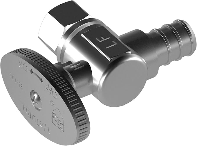 Hourleey 2 Pack Angle Stop Valve, Water Shut Off Valve 1/2" PEX x 3/8" OD Compression, Quarter Turn Chrome Plated Brass Valve