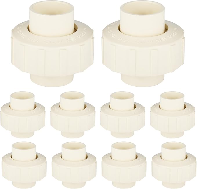 (10 Pack) EFIELD 1" Inch CPVC Slip Union, CTS x CTS Union Solvent Connection Fittings,(CPVC032-10PCS)