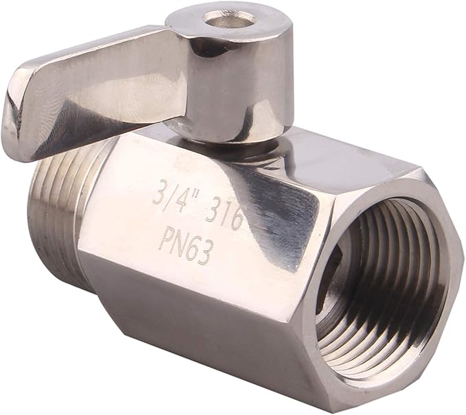 DERNORD 3/4 inch Stainless Mini Ball Valve NPT Female x Male Thread SUS316