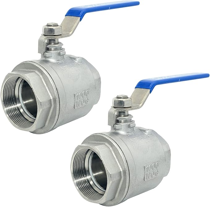 DAN SPEED 2" NPT Female 316 Stainless Steel Full Port Ball Valve Vinyl Handle WOG1000 (2 inch 2pcs)