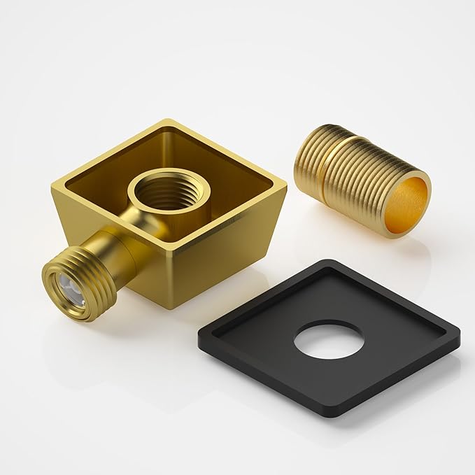 100% Brass Wall Mounted Supply Elbow, Wall Elbow for Hand Shower, Solid Brass Wall Supply Elbow, Check Valve Included (Brushed Gold)