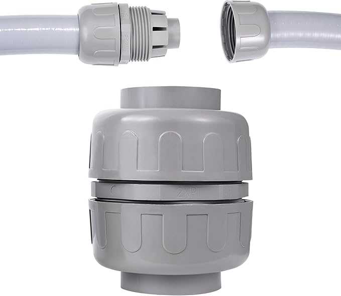 (1Pcs) NPT 2 inch Liquid-Tight Connector,PVC Flexible Conduit Double-Ended Connector,Straight 180 Degree,Two-Way Conduit Connector,Electrical Conduit Fittings