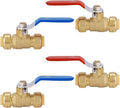 HeSun 4-PCs 3/4 Inch Push Fit PEX Ball Valve, Push-to-Connect Full Port Shut-off Valve for Hot and Cold Water,with 1 Disconnect Clip, PEX,Copper,CPVC, Blue & Red