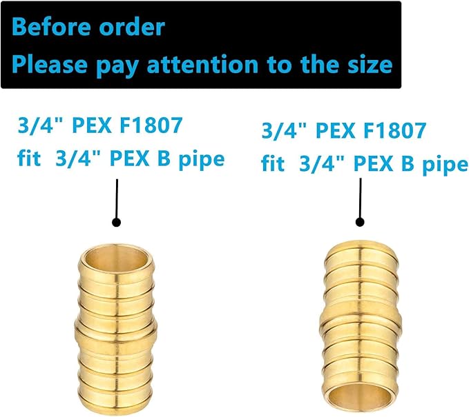 (20 Pack) Lidertik PEX Fittings 3/4 inch Straight Coupling Connector, 3/4" PEX F1807 to 3/4" PEX F1807 Crimp Pipe Fitting Brass