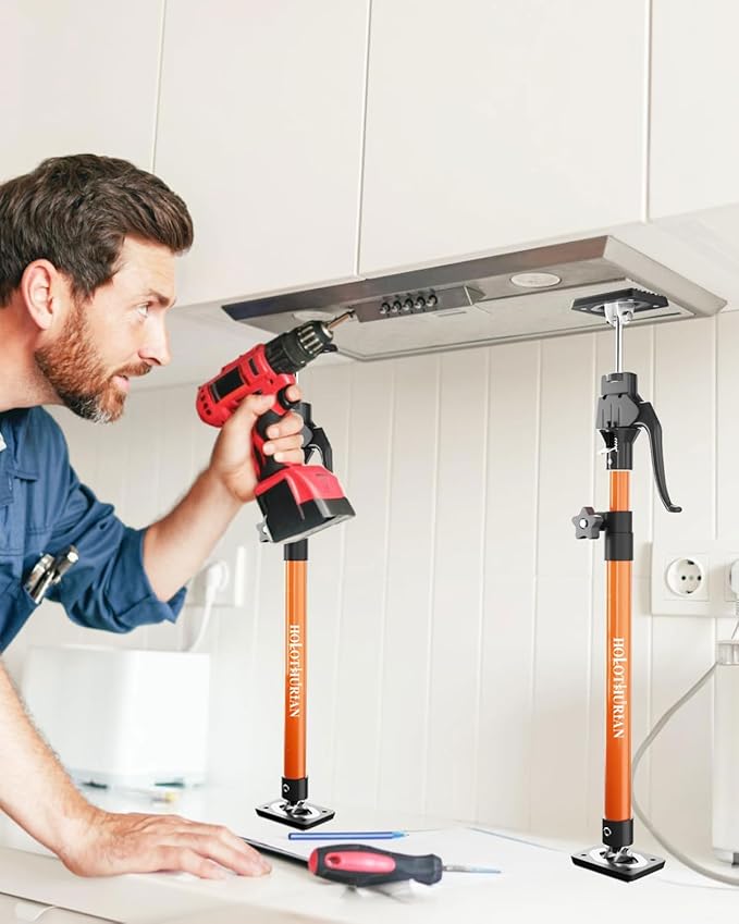 HOLOTHURIAN Cabinet Jack Support Pole,23.6-45.3 inches Third Hand Tools Adjustable Support Pole, 3rd Hand Support System for Upper Cabinet Installation, 200 LB Capacity, 2-Pack