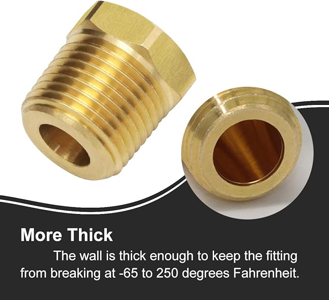 3/8 Inch NPT Male to 1/8 Inch Female NPT Thread Brass Fitting Reducing Hex Head Bushing Pipe Hose Adapter Convert Max 1200 PSI Pack of 2