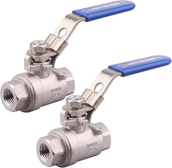 DERNORD 2 Pack Stainless Steel 304 Ball Valve, Full Port Heavy Duty for WOG with Locking Device (1/4" NPT)