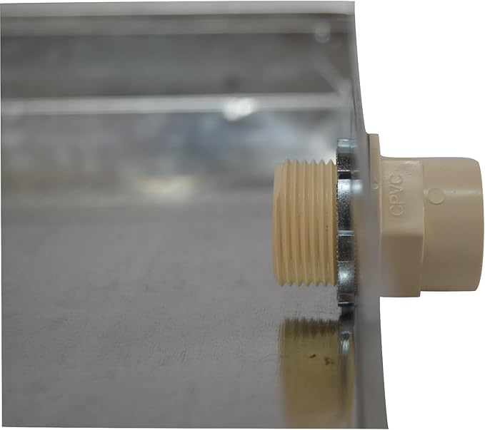 26GA Galvanized Drain Pan W/Connector & Hole-Rust-Free Made for Electric Water Heater & Air Conditioning Units Protects Floor from Water Damage, Easy to Install- 28"x28"x2"