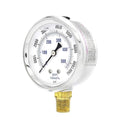 PIC Gauges PRO-201L-254T Bottom Mount Glycerin Filled Dual Scale Pressure Gauge w/ SS Case/Bezel, Brass Internals, Plastic Lens, 2.5" Dial, 0-7500 psi Range, 1/4" Male NPT