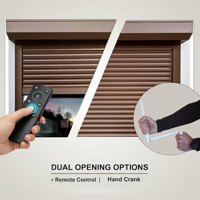 Retractable Storm Window Protection – Impact Roll Up Shutters for Homes, Patio, Counter, Metal Perforated Defense Panels (Brown)