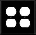 ENERLITES Duplex Receptacle Metal Wall Plate, Corrosion Resistant, Standard Size 2-Gang 4.50" x 4.57", Powder Coated Stamped Steel, 7722-BG, Black Gloss